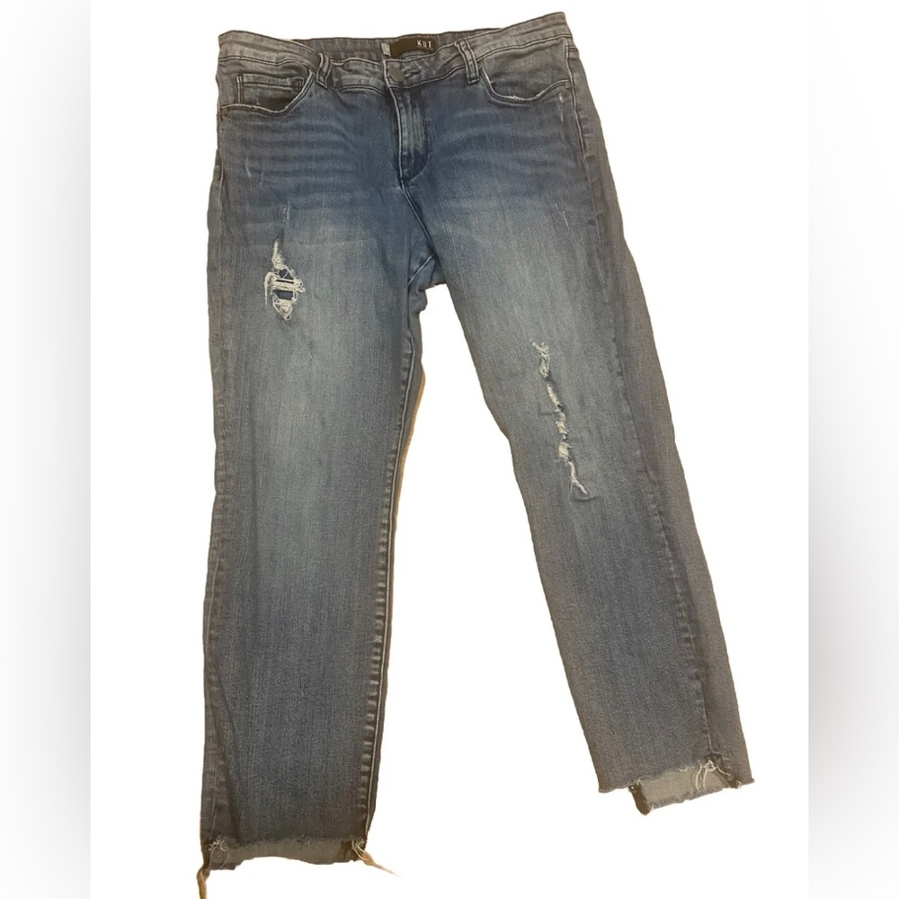 KUT FROM THE KLOTH Straight Leg Distressed Raw Hem Ankle Jeans Womens Size 12